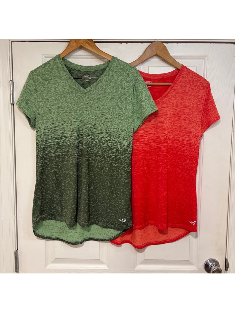 Lot of 2 BCG‎ Running Performance T-Shirt V-Neck Green Red Athletic Womens L